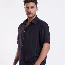 RARE RABBIT Men Premium Fit Vertical Striped Spread Collar BLEN Casual Shirt image 3