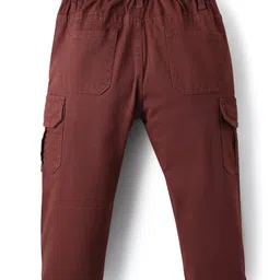 Babyhug Full Length Twill Solid Trousers With Stretch - Brown image 2
