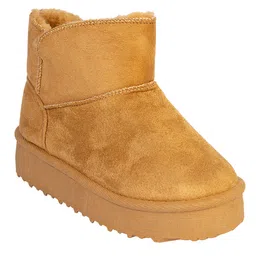 TRUFFLE COLLECTION Fur Detailed Slip On Boots - Brown image 3