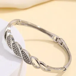 Shining Diva Fashion Silver-Plated Crystals Studded Bangle-Style Bracelet-picture-28