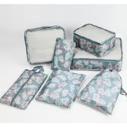 House of Quirk 7 Set Travel Organizer Bag - Grey Flamingo image 3