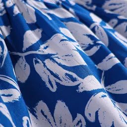 Babyhug Cotton Woven Puffed Sleeves Frock with Floral Print - Blue image 3