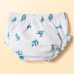 kookie kids india Kookie Kids Interlock Knit Bloomers with Polka Dot Plant Print & Stripe Design Pack of 3 - Teal White & Pink image 3