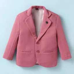 Rikidoos Full Sleeves Textured Blazer With Typography Printed Tee & Pant - Dusty Pink & Dark Grey image 4