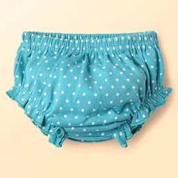 kookie kids india Kookie Kids Interlock Knit Bloomers with Polka Dot Plant Print & Stripe Design Pack of 3 - Teal White & Pink image 4