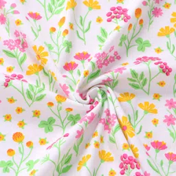 Babyhug Interlock Knit Hooded Towel With Floral Print L 30 x B 30 cm - White image 5