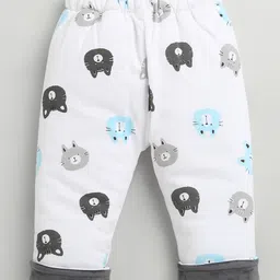 BUMZEE Knit Full Sleeves Bear Embroidered & Printed Hooded Winter Wear Set - Charcoal Grey & White image 5