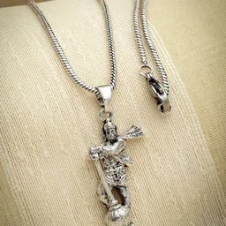 PASU FASHION Unisex Silver-Plated Stainless Steel Hanuman Pendant With Chain image 2