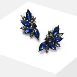 DressBerry Silver-Plated Artificial Stones Studded Leaf Shaped Studs image 2