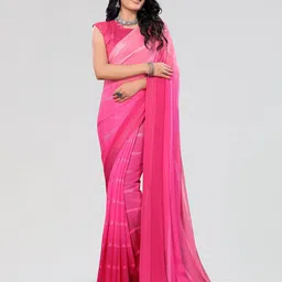 Moda Rapido Striped Printed Satin Saree With Unstitched Blouse Piece-picture-10