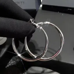 Aurum & You Silver Plated Contemporary Hoop Earrings image 4