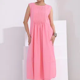 SIDDHO HUM Round Neck Cotton A-Line Dress image 4