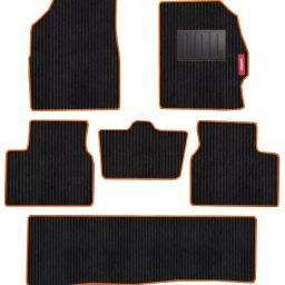 Elegant Cord Black & Orange Carpet Car Mat Compatible With Mahindra Marazzo-picture-32