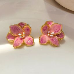 VAGHBHATT Gold Plated Enamelled Floral Studs-picture-33