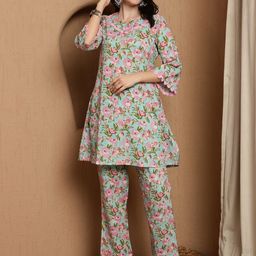 Sangria Printed Pure Cotton Tunic With Trousers Co-Ords-picture-17