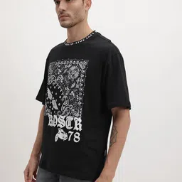 The Roadster Life Co. Printed Drop-Shoulder Sleeves Pure Cotton Relaxed Fit T-shirt image 5