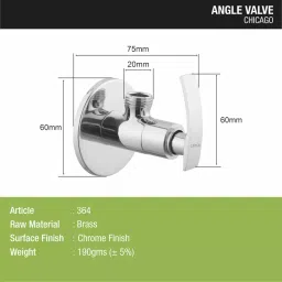 LIPKA Chicago Angle Valve Brass Chrome Finish Silver, 364 image 2