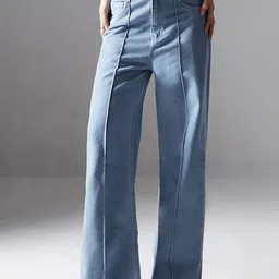 Miss Chase Women Straight Fit High-Rise Heavy Fade Jeans-image-9