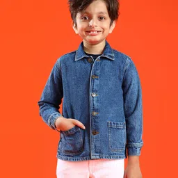 Tales & Stories Full Sleeves  Solid Jacket Style Shirt - Blue-picture-32