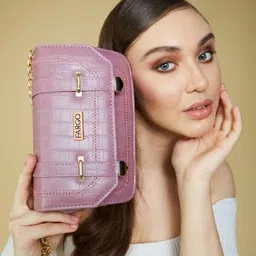 Fargo Leatherette Shoulder Sling Bags - Pink-image-6