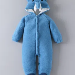 Mark & Mia Full Sleeves Elephant Theme Footed Rompers With Hood & Applique - Blue-picture-17