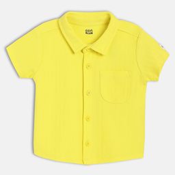 MINI KLUB Cotton Knit Half Sleeves Textured Shirt - Yellow-picture-10
