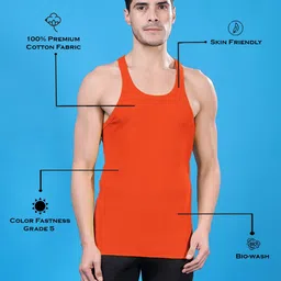 Friskers Pcak Of 2 Pure Cotton Round Neck Gym Vests 290525CA-08-16 image 3