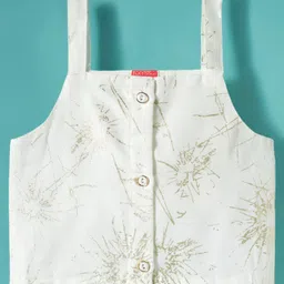 Twetoons Woven Full Sleeves Jacket Top and Trouser Set With Abstract Foil Print - White image 2