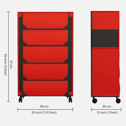 Fabura 5 Layers Shoe Rack With Wheels In Red & Black Color image 3
