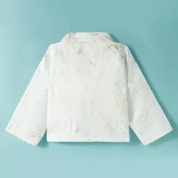 Twetoons Woven Full Sleeves Jacket Top and Trouser Set With Abstract Foil Print - White image 5