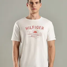 Tommy Hilfiger Brand Logo Printed Round Neck Pure Cotton T-shirt-picture-41