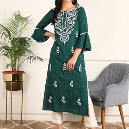 Kapad Dwar Women Ethnic Motifs Embroidered Flared Sleeves Thread Work Kurta image 1