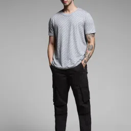 Jack & Jones Grey Cotton Regular fit Jacquard T-Shirts image 5