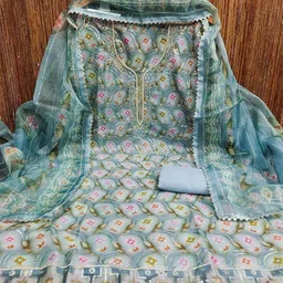 VARNI FABRICS Printed Organza Unstitched Dress Material image 2