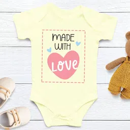 Lillypupp Unisex Yellow Cotton Printed Short Sleeves Bodysuit image 5