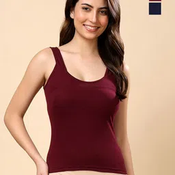 Floret Women Pack Of 2 Solid Non Padded Pure Cotton Camisoles-image-67