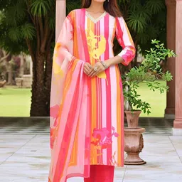 Aaghnya Women Viscose Rayon Printed Kurta Sets image 4