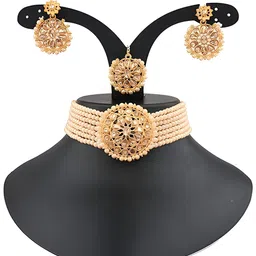 JMBW INTERNATIONAL Set Of 2 Gold Plated Stone Studded & Beaded Jewellery Sets image 3