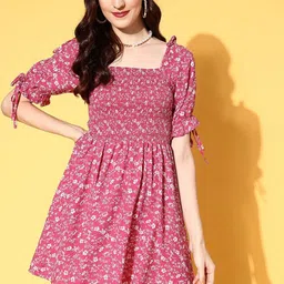 Berrylush Floral Print Puff Sleeve A-Line Dress-picture-31