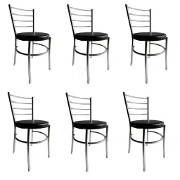 PP CHAIR Black Multipurpose Chair with Ring and Leather Cushion Stainless Steel (Pack of 6 pcs)-picture-48