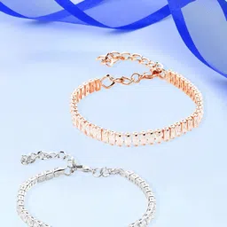 AMI Set Of 2 Rose Gold-Plated Cubic Zirconia Studded Wraparound Bracelets-picture-48