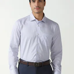 Blackberrys Slim Fit Printed Spread Collar Pure Cotton Formal Shirt-image-79