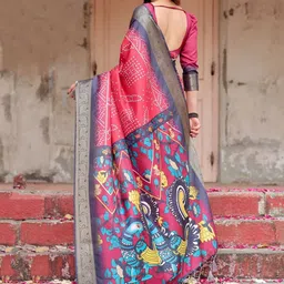 MAHARANI COUTURE Floral Printed Art Silk Designer Banarasi Saree image 5