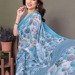 Mitera Floral Printed Satin Saree image 3