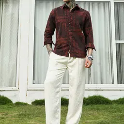 Campus Sutra Men Comfort Fit Abstract Printed Spread Collar Casual Shirt image 5
