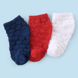 Honeyhap Premium Cotton Bamboo Non Terry Ankle Length  Socks with  Heart Design Pack of 3 - White Navy Peony & High Risk Red-picture-17