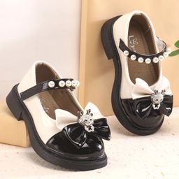 Oh! Pair Slip On Ballerina with Bow Applique & Velcro Closure - Black-picture-17