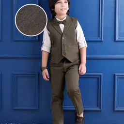 Mark & Mia Cotton Woven Full Sleeves Checkered 3 Piece Suit With Bow - Grey-picture-26