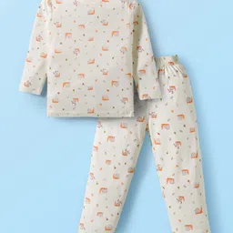 Doreme Single Jersey Knit Full Sleeves Co-ords Night Suit with Snail Print - White-picture-27