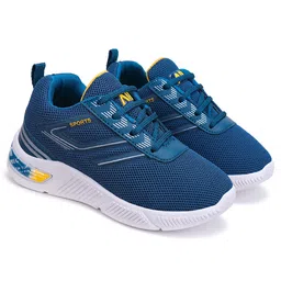 BERSACHE Mesh Detailed Lace Up Sneakers - Blue-picture-17